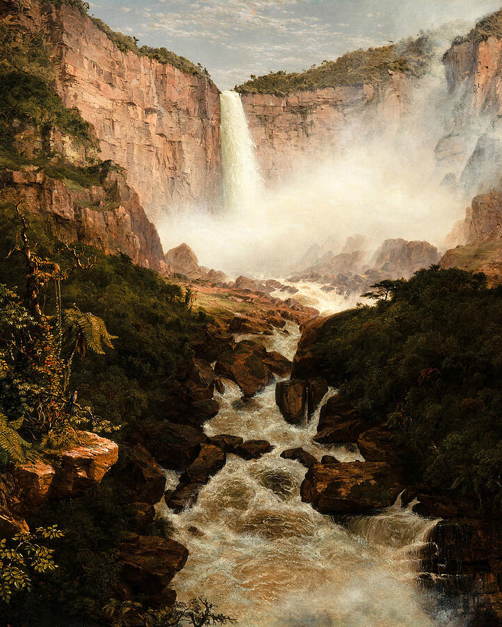 The Falls of the Tequendama near Bogota New Granada, from 1854 Painting by Frederic Edwin Church The Falls of the Tequendama near Bogota New Granada, from 1854 Painting by Frederic Edwin Church