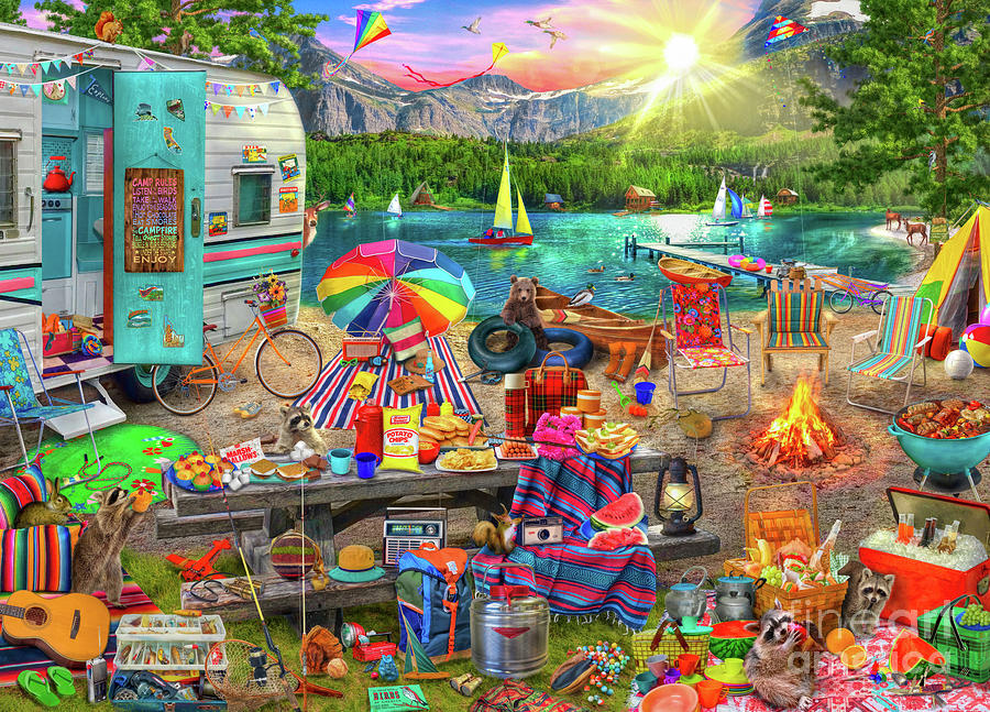 The Family Campsite Digital Art by MGL Meiklejohn Graphics Licensing