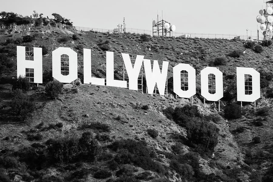 Los Angeles Photograph - The Famous Hollywood Sign in Hollywood California in Black and White by Gregory Ballos