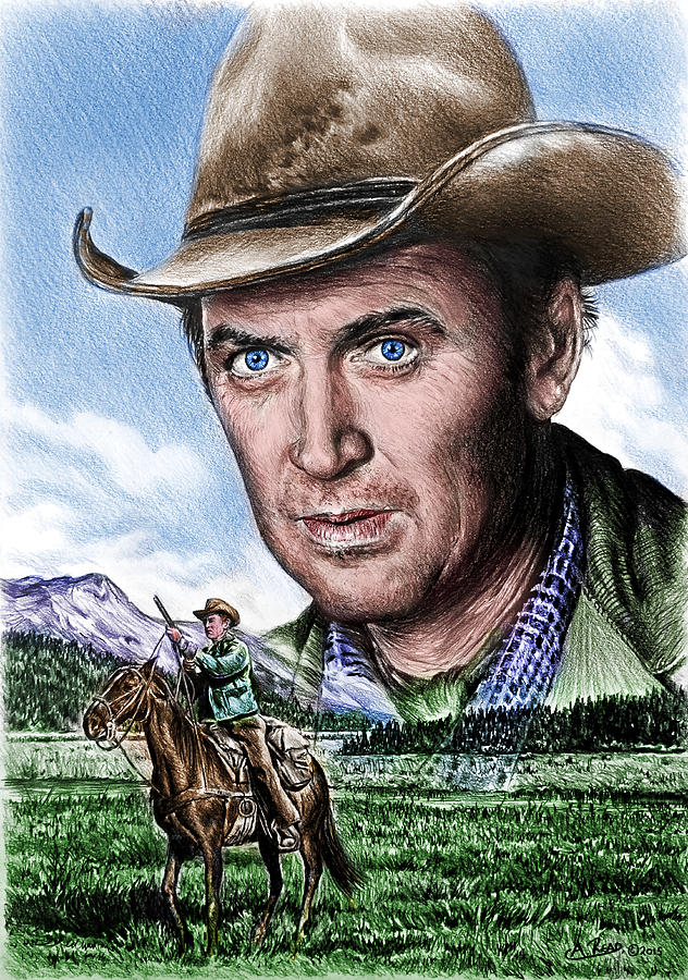 James Stewart Drawing - The Far Country colour edit by Andrew Read