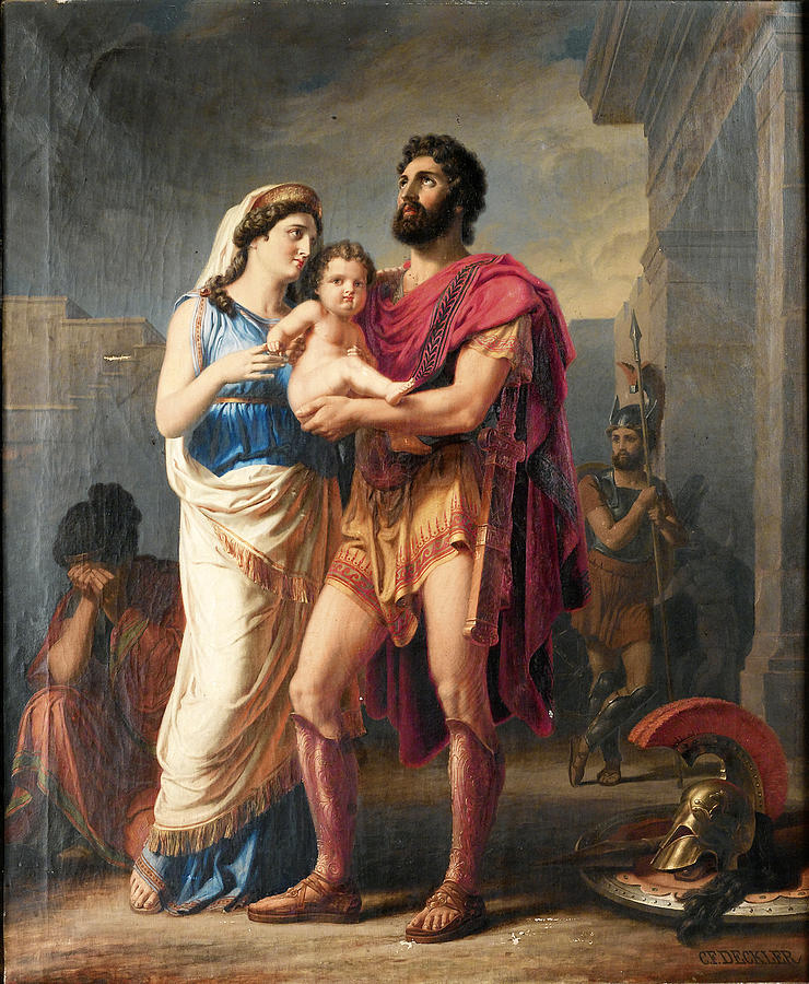 The Farewell of Hector to Andromache and Astyanax Painting by Carl Friedrich Deckler