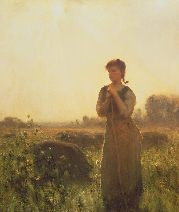 Up Movie Painting - The Farm Girl by Arthur Hacker