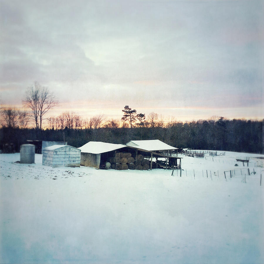 The Farm In Snow At Sunset Photograph by Melissa D Johnston