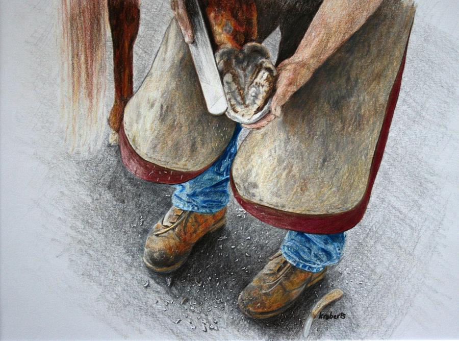 The Farrier Drawing by Kathy Roberts - Pixels