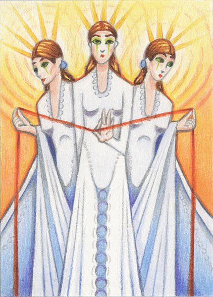 Greek Drawing - The Fates by Amy S Turner