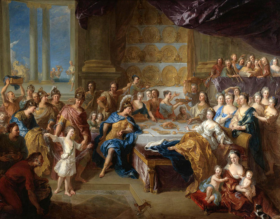 The Feast of Dido and Aeneas. An Allegorical Portrait of the Family of the Duc and Duchesse du Maine Painting by Francois de Troy