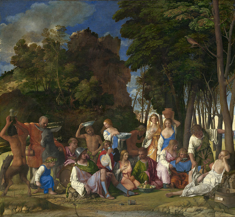 The Feast Of The Gods Painting by Titian