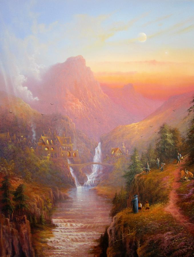 Rivendell Painting - Leaving Rivendell, Lord Of The Rings Inspired Artwork. From The Magical Realm by Ray Gilronan Rivendell Painting - Leaving Rivendell, Lord Of The Rings Inspired Artwork. From The Magical Realm by Ray Gilronan