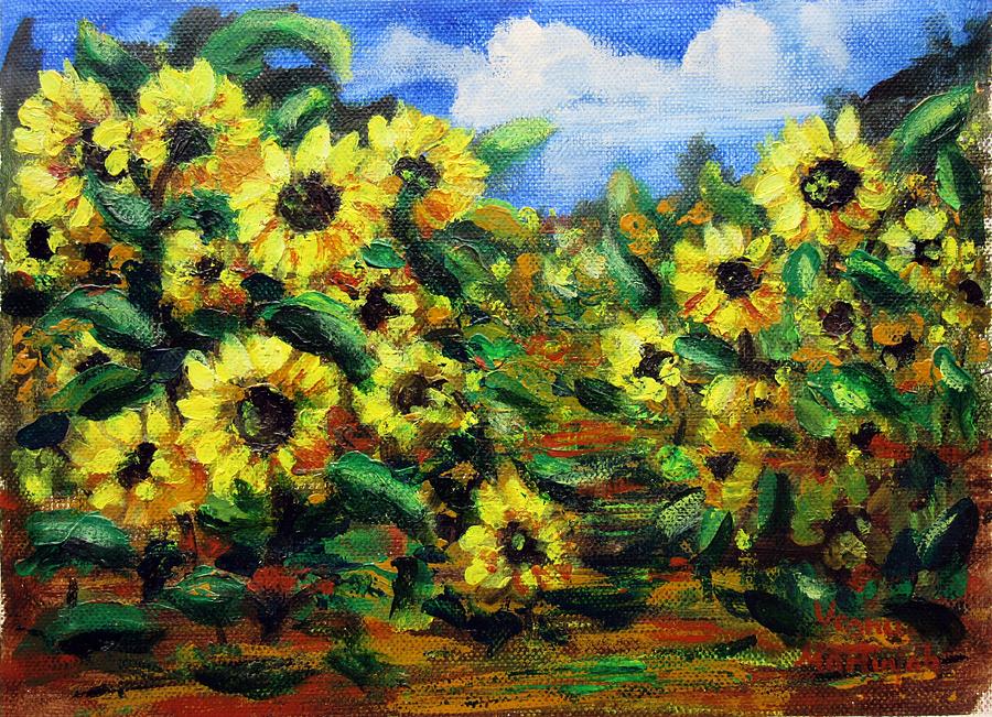 The field of sunflowers Painting by Vesna Martinjak