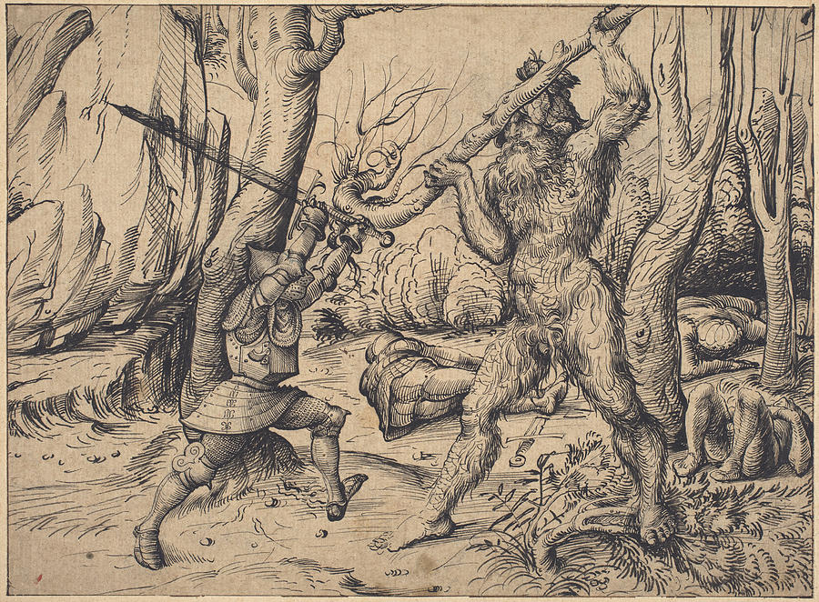 Forest Drawing - The Fight In The Forest by Hans Burgkmair I