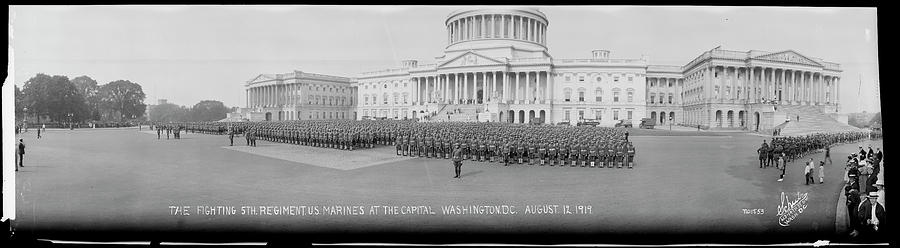 The Fighting 5th Regiment U.S. Marines a the Capital Washington D.C. August 12, 1919 Photograph by Fred Schutz Collection
