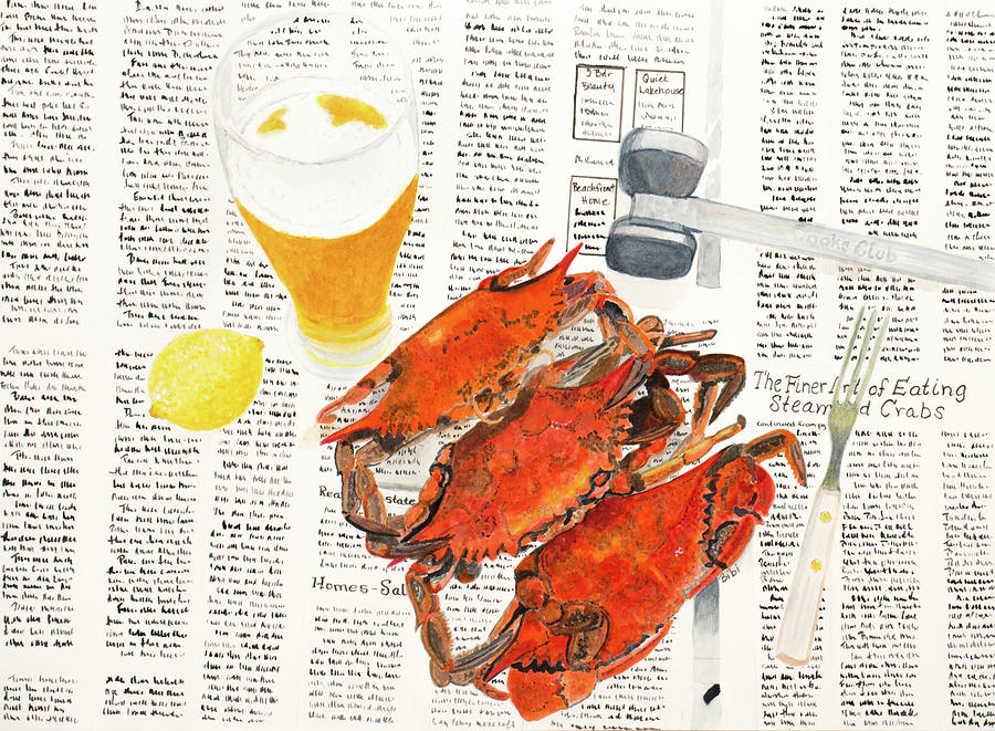 The Finer Art of Eating Steamed Crabs Painting by Bibi Gromling