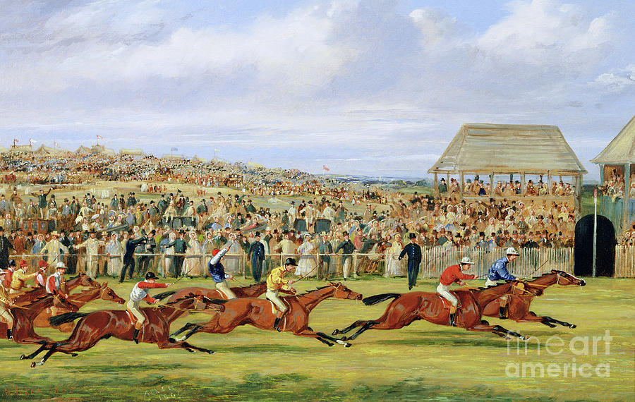 Sports Painting - The Finish of the 1862 Derby, 1862 by Samuel Henry Alken