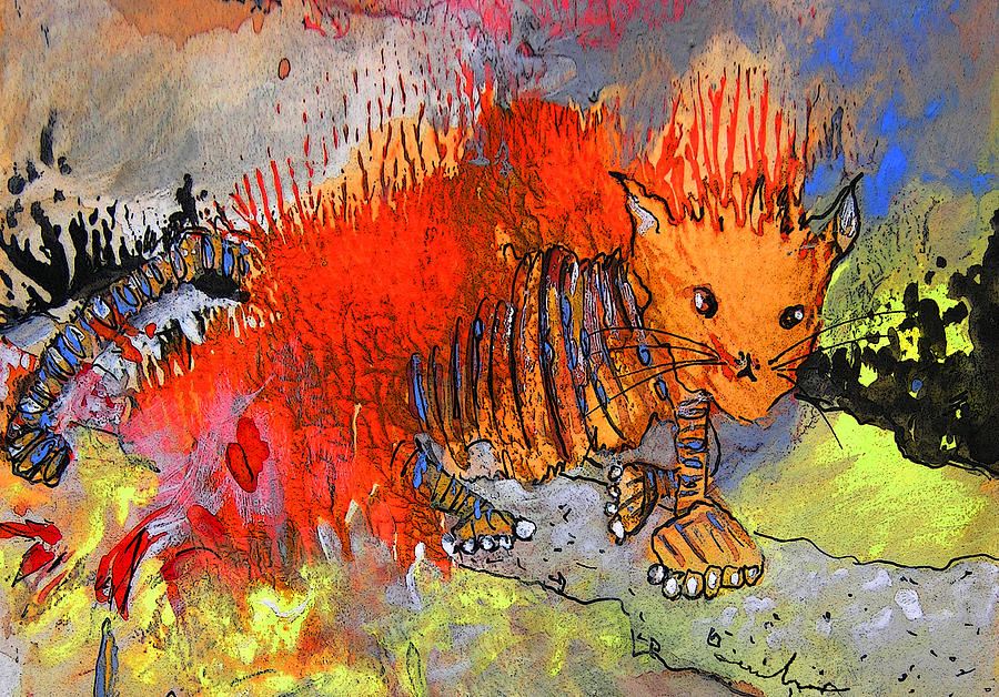 The Firecat Painting by Miki De Goodaboom