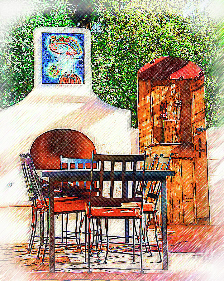 The Fireplace, Table And Door Digital Art by Kirt Tisdale