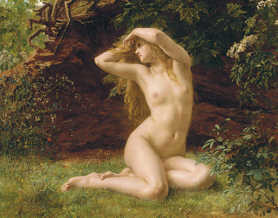 Nude Painting - The First Awakening by Valentine Cameron Prinsep