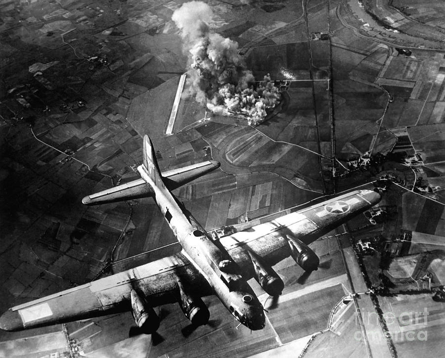 Black And White Photograph - The First Big Raid By The 8th Air Force by Stocktrek Images