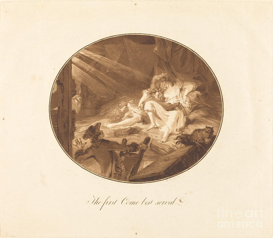 The First Come Best Served Drawing by Antoine-fran?ois Sergent After Augustin De Saint-aubin