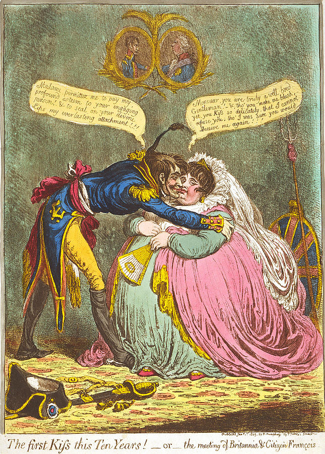 The first Kiss this Ten Years Drawing by James Gillray