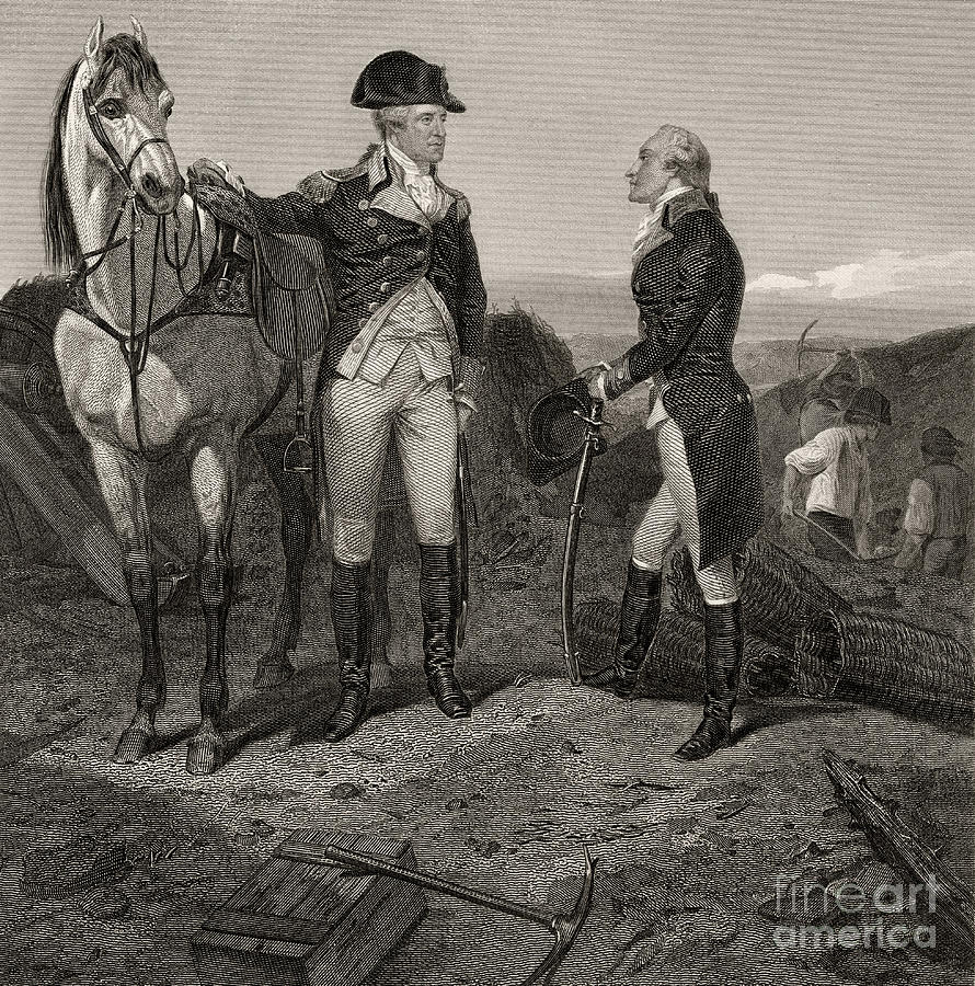 The First meeting of George Washington and Alexander Hamilton Drawing by Alonzo Chappel