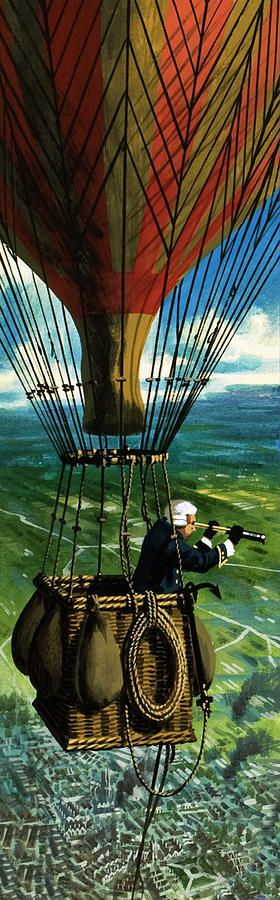 Up Movie Painting - The first military mission from the air by Wilf Hardy