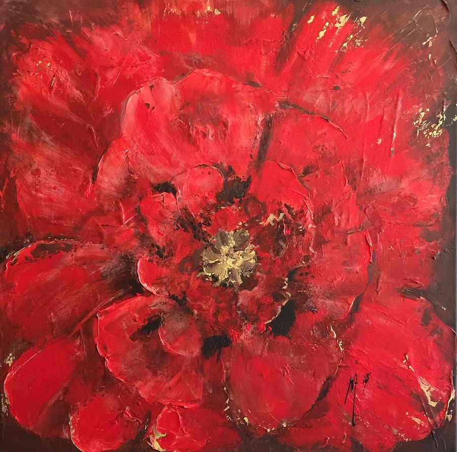 The First Red Poppie. Painting by Melanie Stanton