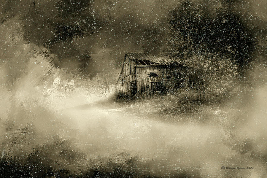 Barn Digital Art - The First Snow by Marvin Spates