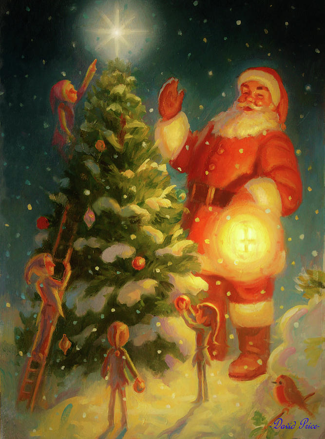 Christmas Painting - The first tree of christmas by David Price