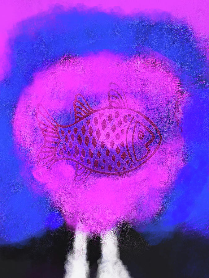The fish in mans head Digital Art by Gabi Hampe