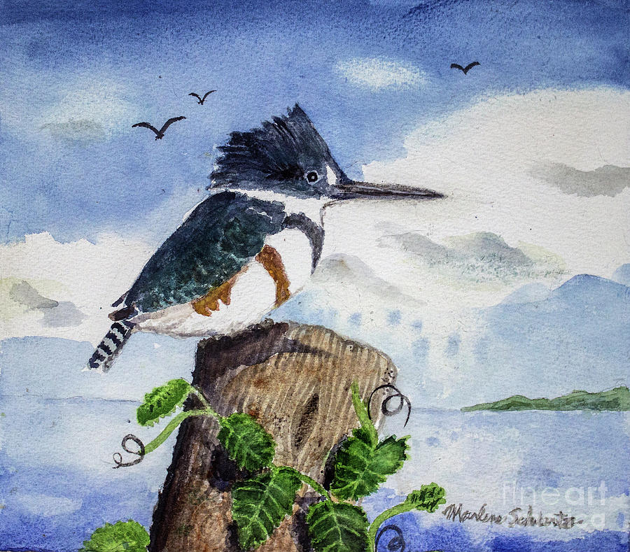 Bird Painting - The Fisher Queen  by Marlene Schwartz Massey