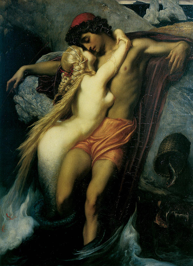Fantasy Painting - The Fisherman and the Syren by Frederick Leighton