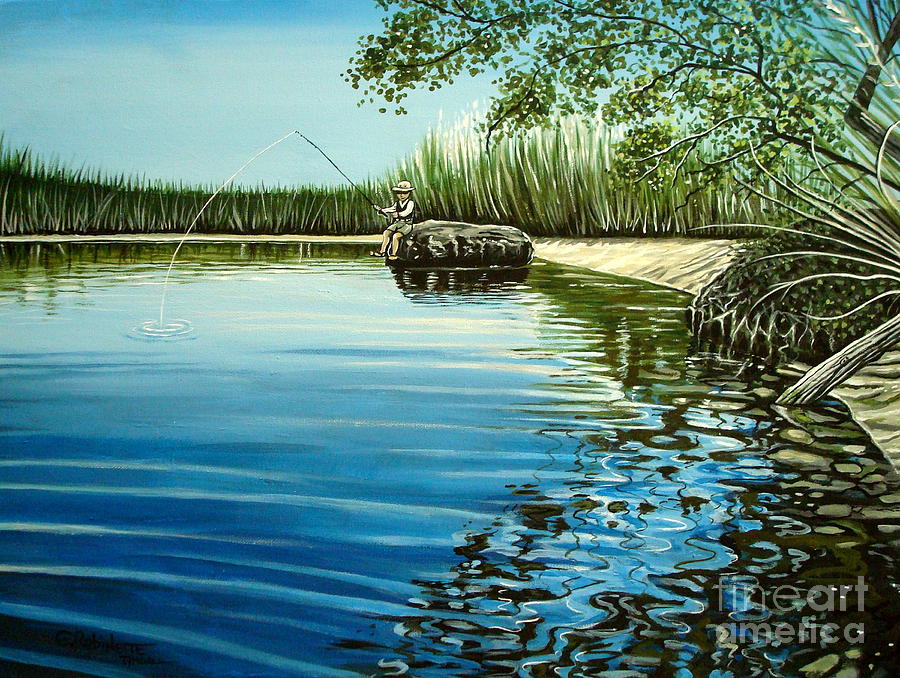 Fish Painting - The Fisherman by Elizabeth Robinette Tyndall
