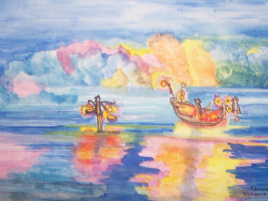 The fishermen come home Painting by Connie Valasco