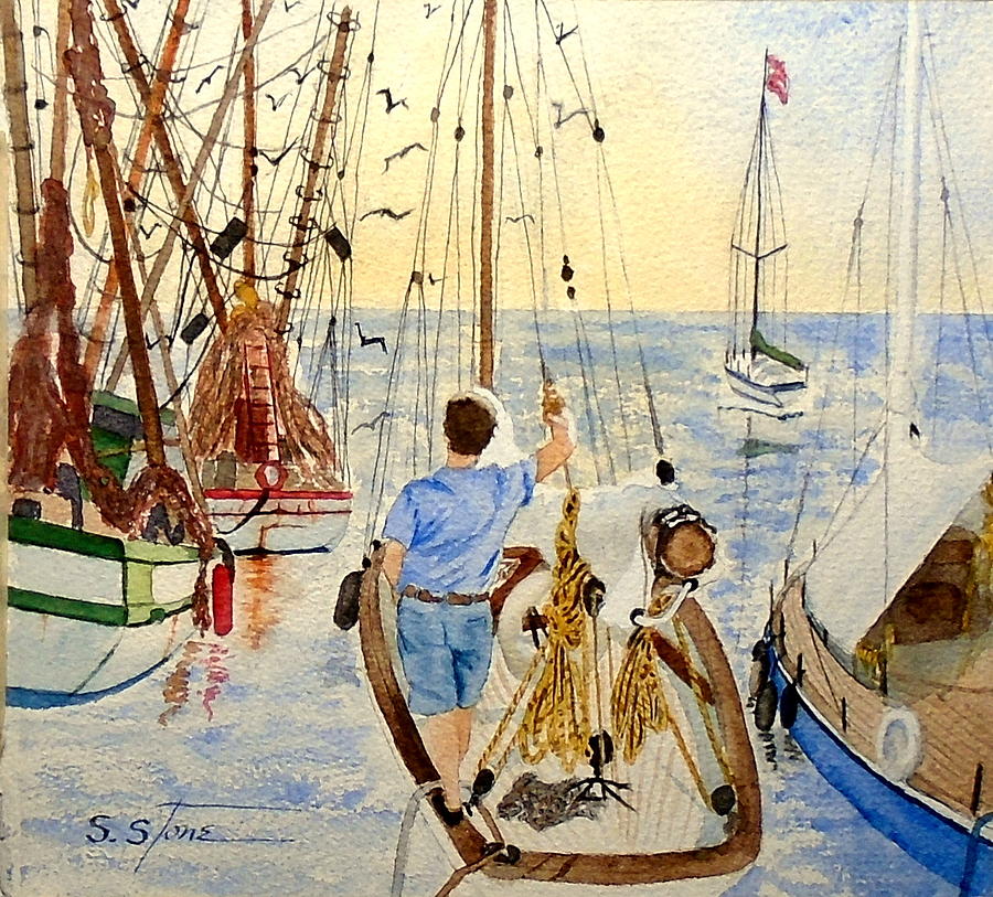 The Fishing Boats Painting by Sandra Stone