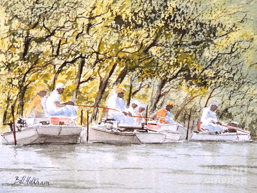 Wildlife Painting - The Fishing Party by Bill Holkham