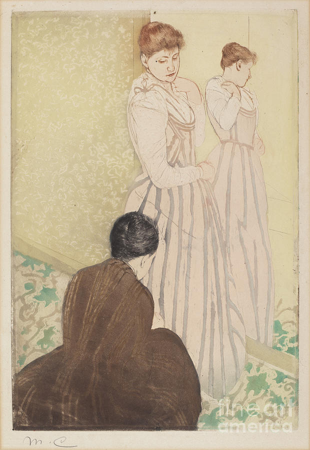 The Fitting Drawing by Mary Cassatt