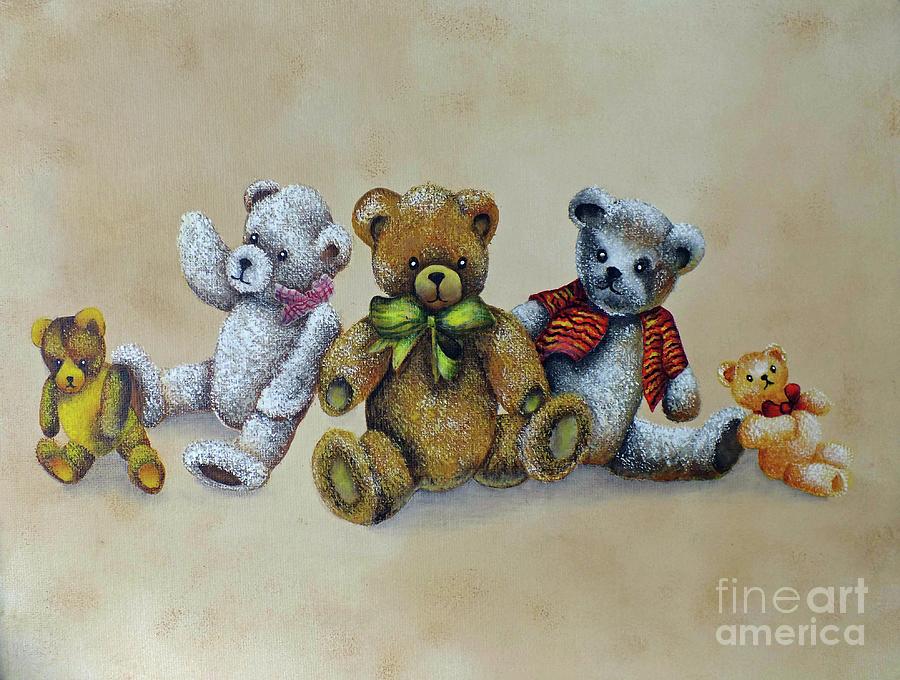 The Five Bears - Acrylic Painting Painting by Cindy Treger