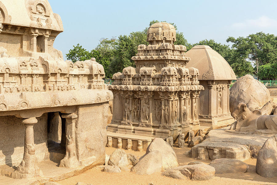 The Five Rathas, Arjuna ratha, Draupadi ratha, Mahabalipuram Photograph by Henning Marquardt