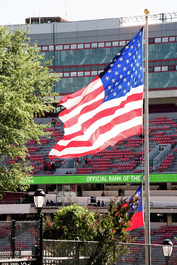 The Flag Flying High Over Sanford Stadium Photograph by Parker Cunningham