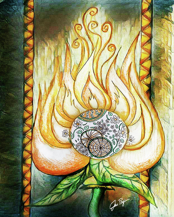 The Flaming Flower Drawing by Jennifer Page