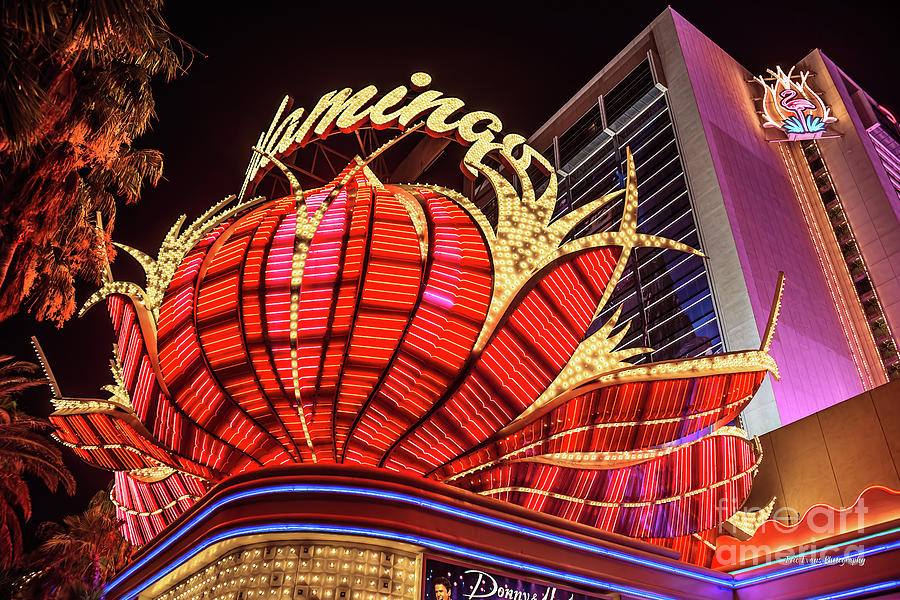 Las Vegas Photograph - The Flamingo Neon Sign Wide by Aloha Art