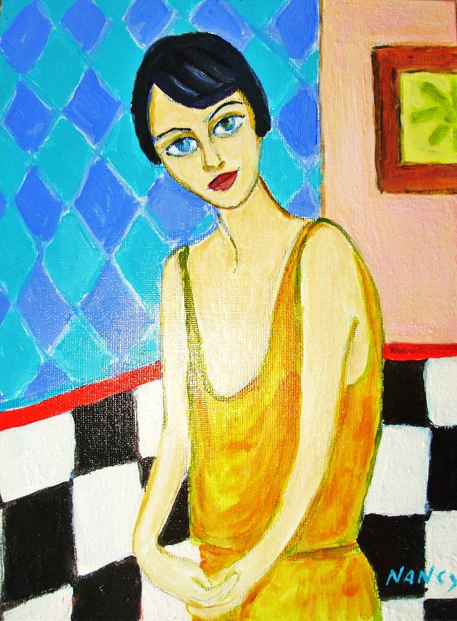 Flapper Painting - The Flapper by Nancy  Connolly