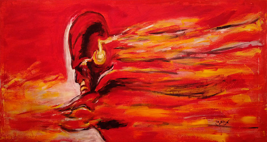 Flash Gordon Painting - The Flash Comic Book Superhero Character Flash Gordon Lightning in Red Yellow Acrylic Cotton Canvas  by M Zimmerman MendyZ