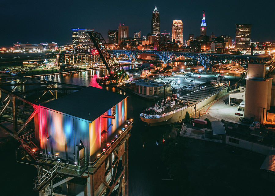 The Flats View of Cleveland Ohio at Night Photograph by Jason Damman ...