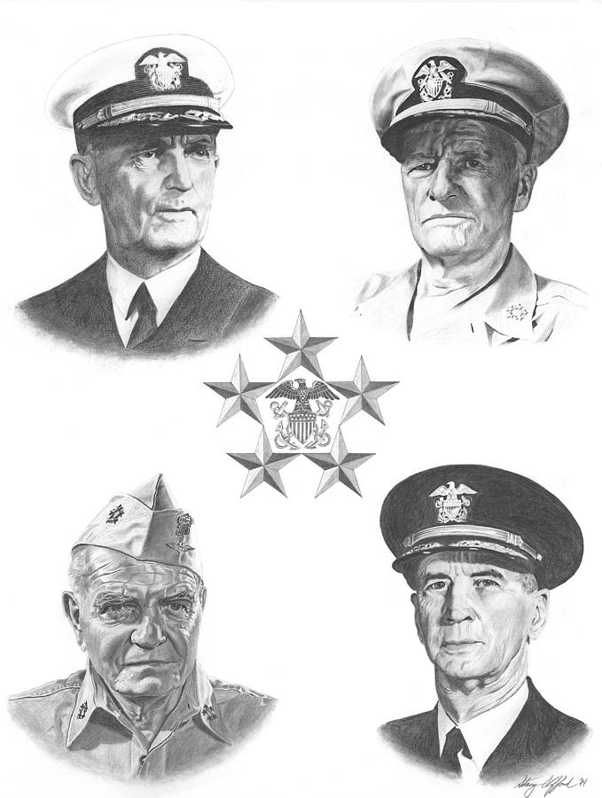 Portrait Drawing - The Fleet Admirals by Stacy Clifford