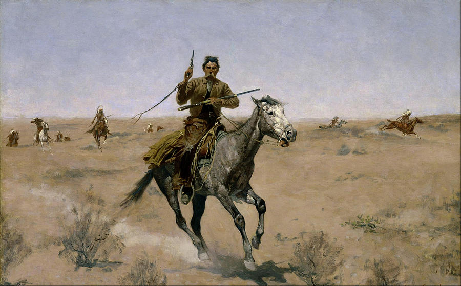 Horse Painting - The Flight by Frederic Sackrider Remington