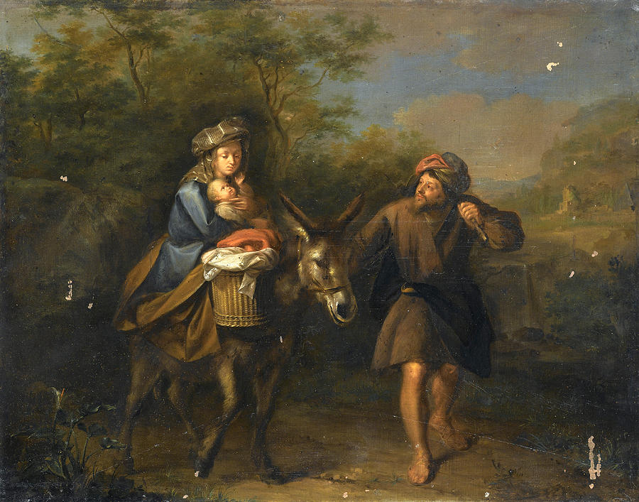 The Flight into Egypt Painting by Attributed to Carel de Moor - Fine ...