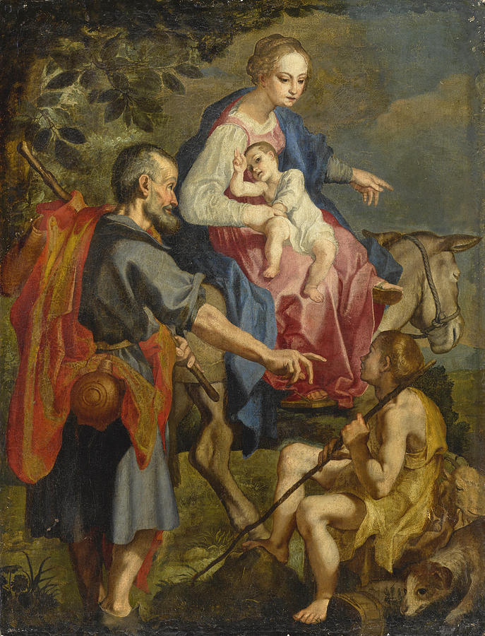 The Flight into Egypt Painting by Attributed to Ventura Salimbeni