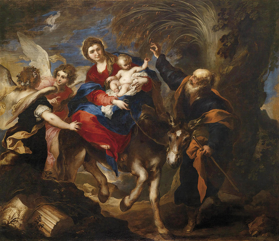 The Flight into Egypt Painting by Valerio Castello
