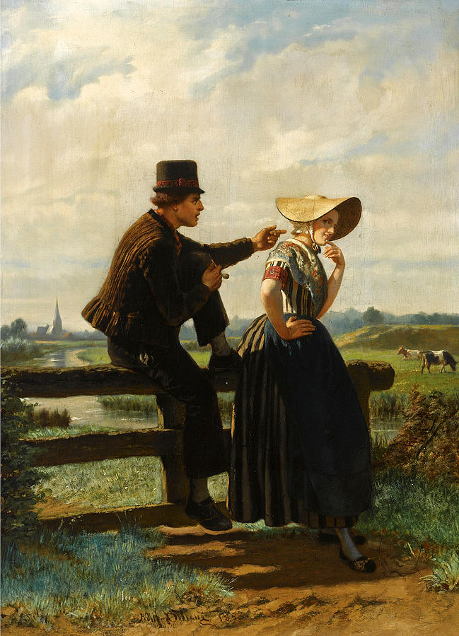 The Flirtation Painting by Adolf Alexander Dillens